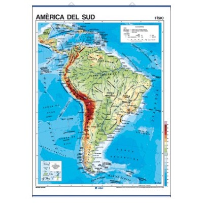Mapa mural fisicopolític 900x1180 mm. Amèrica del Sud