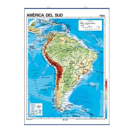 Physicopolitical wall map 900x1180 mm. South America