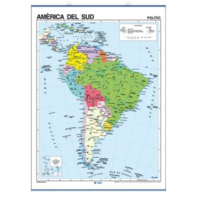 Mapa mural fisicopolítico 900x1180 mm. América del Sur