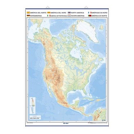 Labelable silent wall map 1000x1400 mm. North America