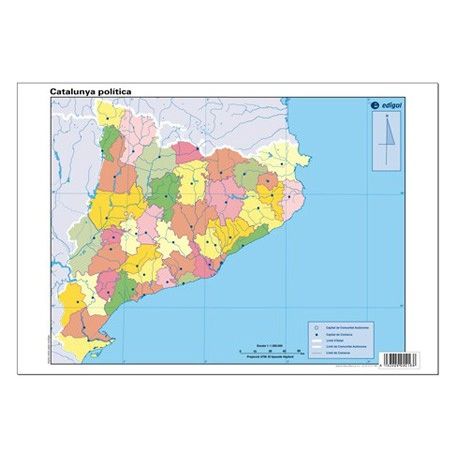 Mapas mudos colores 330x230 mm. Cataluña política. Bloque 50 unidades