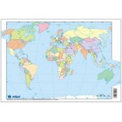 Mapes muts colors 330x230 mm. Mapamundi polític. Bloc 50 unitats