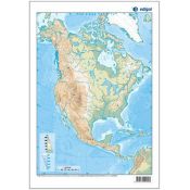 Mapes muts colors 230x330 mm. Amèrica Nord física. Bloc 50 unitats