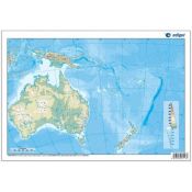 Mapes muts colors 330x230 mm. Oceania física. Bloc 50 unitats