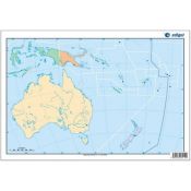 Mapes muts colors 330x230 mm. Oceania política. Bloc 50 unitats