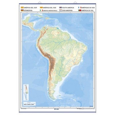 Mapa mural mudo rotulable 1000x1400 mm. América del Sur