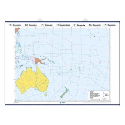 Mapa mural mudo rotulable 1000x1400 mm. Oceanía