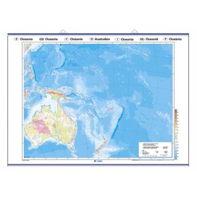 Mapa mural mudo rotulable 1000x1400 mm. Oceanía