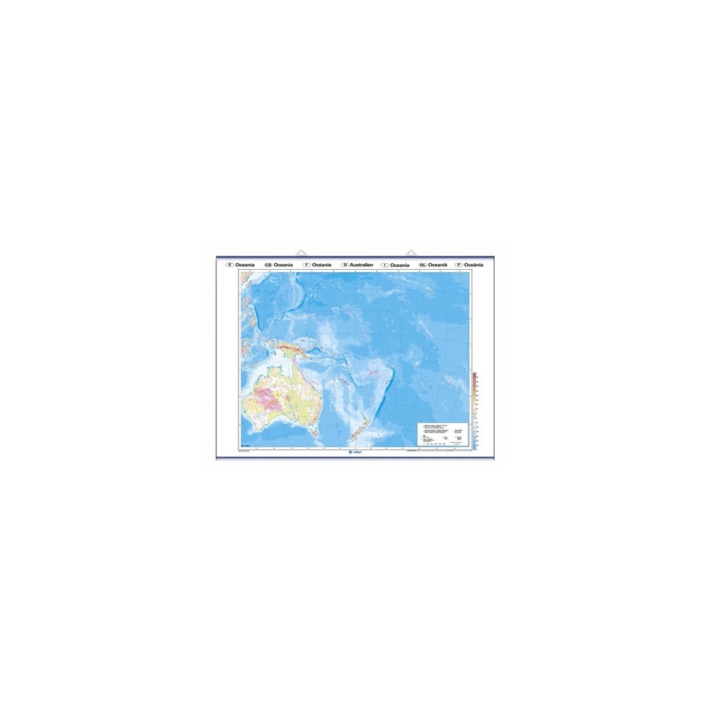 Mapa mural mudo rotulable 1000x1400 mm. Oceanía