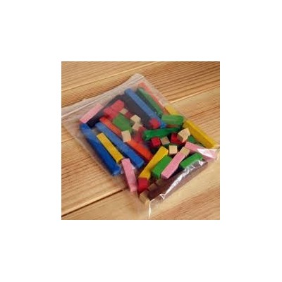 Regletes colors fusta secció 10x10 mm. Bossa 60 peces