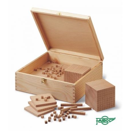 Bloques multibase madera base 10. Caja 190 piezas