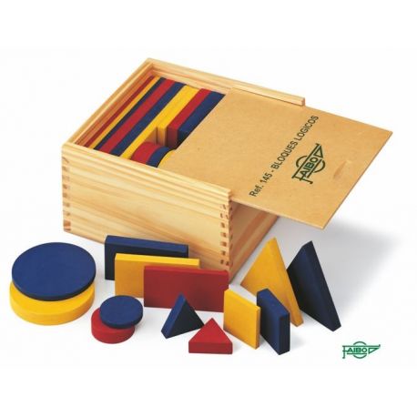 Wooden logic blocks 40-80 mm. Box 48 pieces