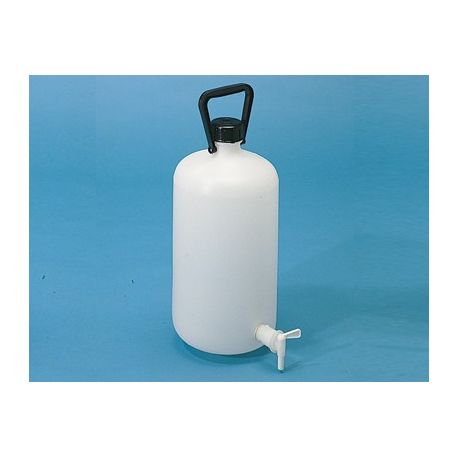 Cylindrical PEHD plastic drum with tap. Capacity 10 liters