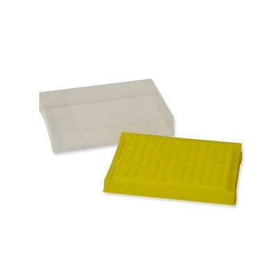 Caja plástico PP congelar microtubos PCR. Capacidad 96x0'2 ml