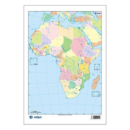 Mapa mural mudo rotulable 1000x1300 mm. África