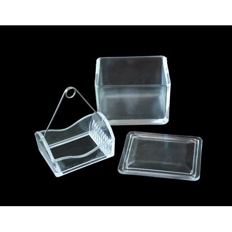 Staining bucket with basket and handle. Horizontal 10 slots