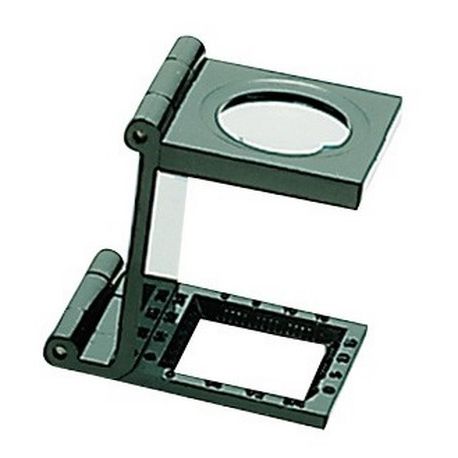 Folding magnifying glass with thread count 5x organic lens. Plastic base 25x25 mm