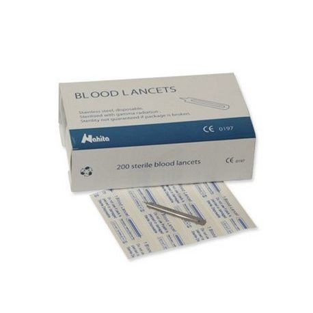 Sterile stainless steel lancets. Box 200 pieces