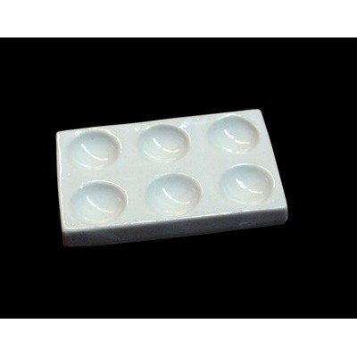 Placa tintatge porcellana amb 6 cavitats. Mides 95x60 mm