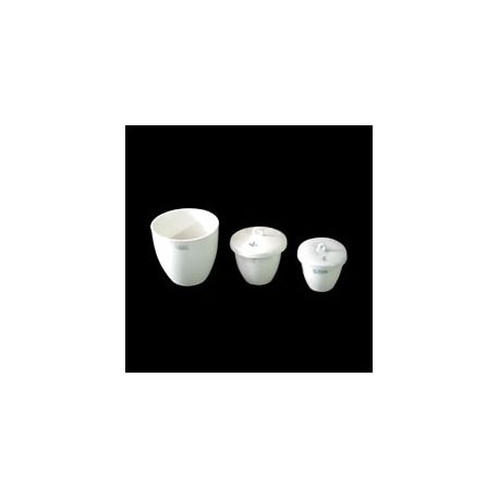 Medium shape porcelain crucibles with lid 41x42 mm. Box 10 units