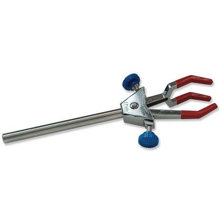 Pinça suport tres dits doble amb espiga. Obertura 0 a 90 mm