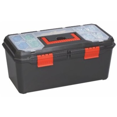 Caja herramientas plástico con 2 organizadores. Medidas