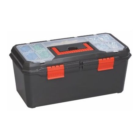 Caixa eines plàstic amb 2 organitzadors. Mides 480x230x230 mm