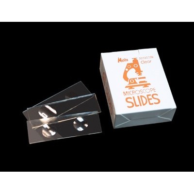 Portaobjectes polits amb dues cavitat 26x76 mm. Capsa 50 peces