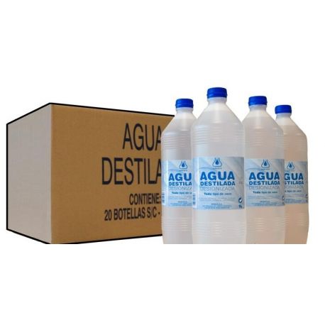 Agua desionizada químicamente pura. Caja 20x1000 ml