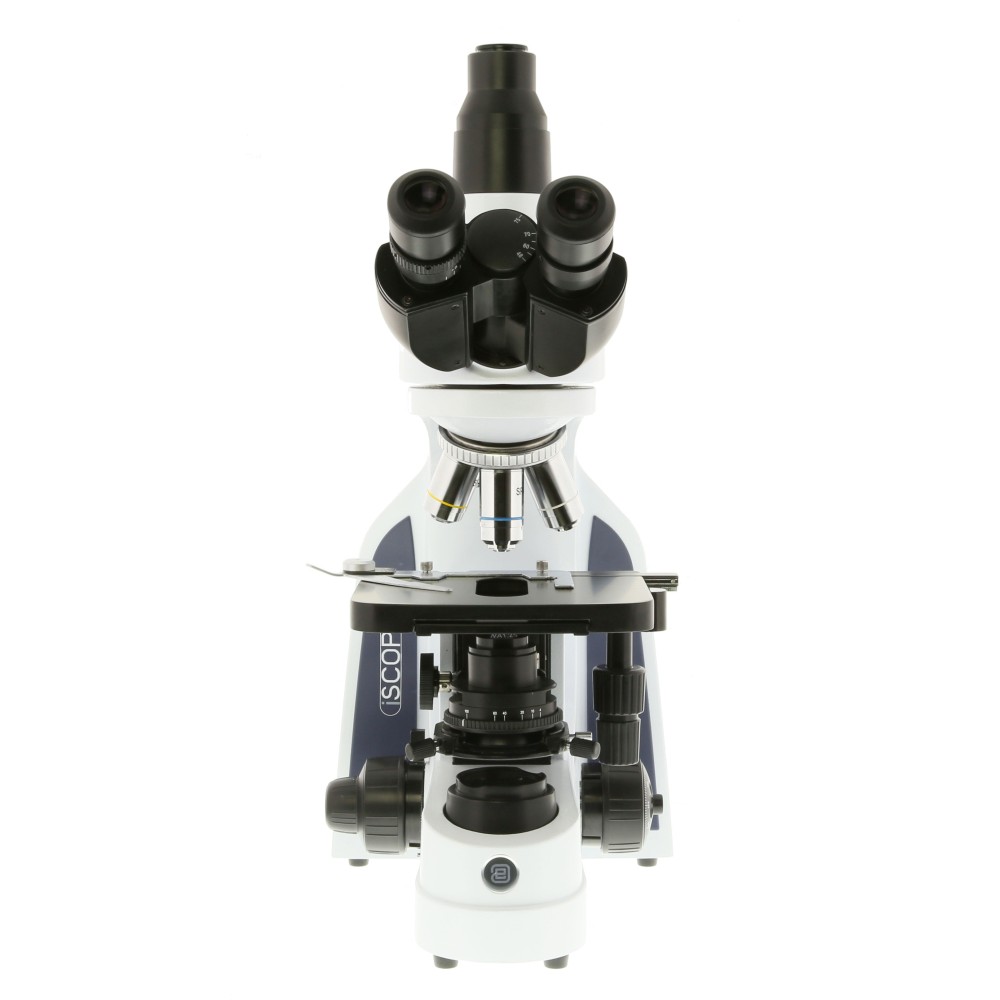 Microscopi planoacromàtic iScope IS-1153-Pli. Triocular 40x-1000x