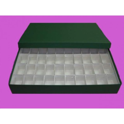 Caja minerales cartón 50 piezas. Compartimentos 55x35x50 mm