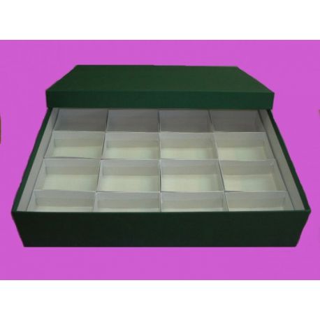 High cardboard mineral box 16 pieces. Compartments 95x70x75 mm