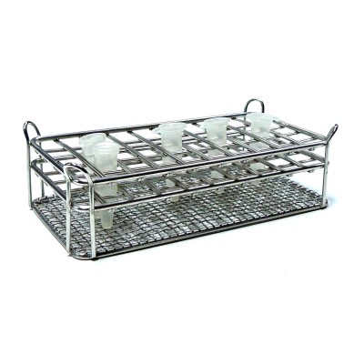 Gradilla microtubos acero inoxidable 1'5 ml. Capacidad 50 unidades
