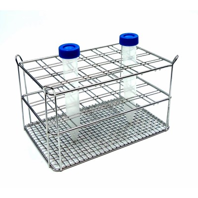 Gradilla tubos centrifugadora acero inoxidable. Capacidad 48x15 ml