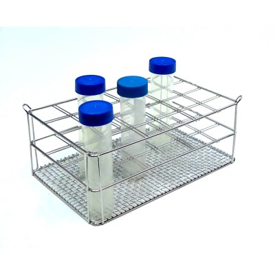 Gradilla tubos acero inoxidable. Capacidad 48x50 ml