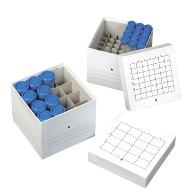 Caja cartón congelable criotubos CBOX-081. Capacidad 81x2 ml