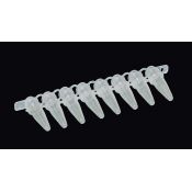 Microtubs PCR plàstic PP fons cònic 0'2 ml. Bossa 200 tires 8 unitats