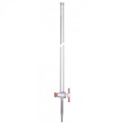 Bureta vidre franja clau cònica PTFE graduada 0'10 ml. Capacitat 50 ml