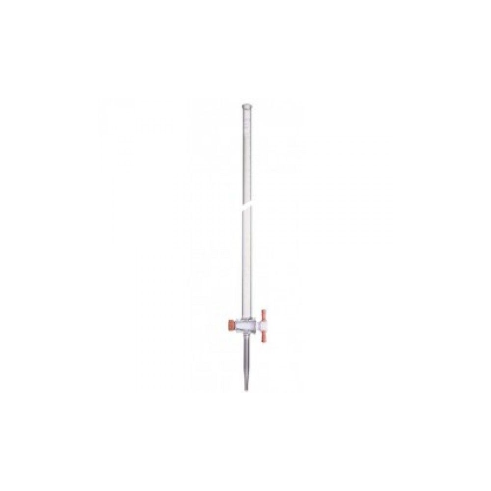 Bureta vidrio franja llave cónica PTFE graduada 0'10 ml. Capacidad 50 ml