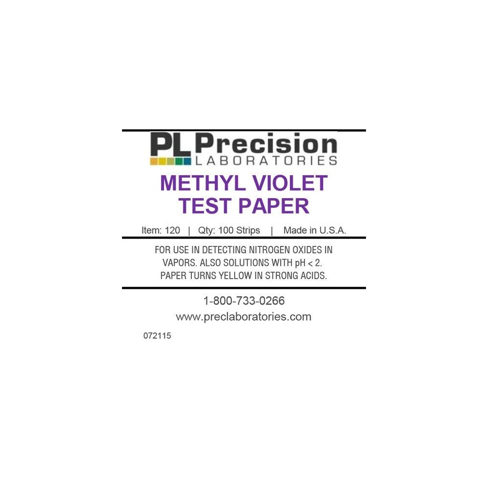 Tiras indicadoras papel violeta de metileno P-120. Tubo 100 unidades