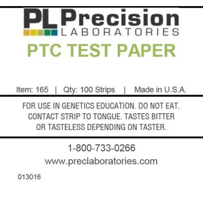 Tires reactives paper n-feniltiourea (PTC) P-165. Tub 100 unitats