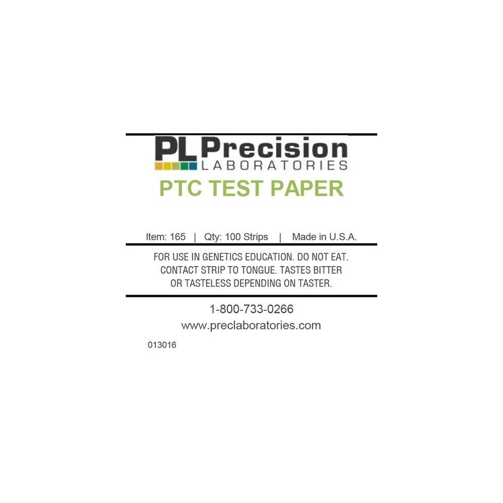 Tires reactives paper n-feniltiourea (PTC) P-165. Tub 100 unitats