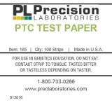 Tires reactives paper n-feniltiourea (PTC) P-165. Tub 100 unitats