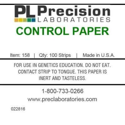 Tires reactives paper prova de control P-158. Tub 100 unitats