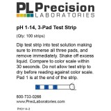 Tires indicadores plàstic pH 1-14 (1'0 pH) PH-0114-1. Bossa 100 unitats