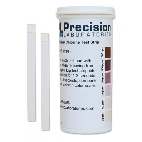 Chlorine test strips 0-50-100-250-500-1000 ppm CHL-100. Tube 100 units