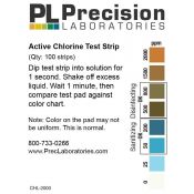 Tires reactives clor 0-25-50-200-500-800-1500-2000 ppm CHL-1000. Tub 100 unitats