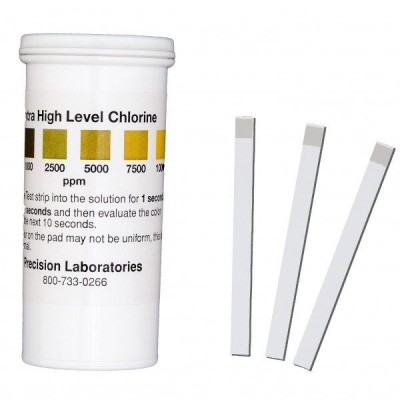 Tiras reactivas cloro 0-1000-2500-5000-7500-10000 ppm CHL-1000. Tubo 100 unidades