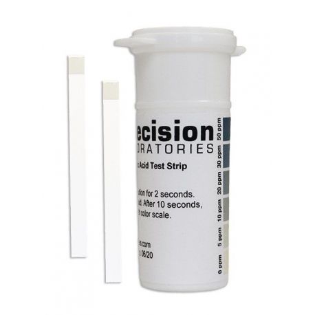 Peracetic acid test strips 0-5-10-20-30-50 ppm PAA-50. Tube 100 units