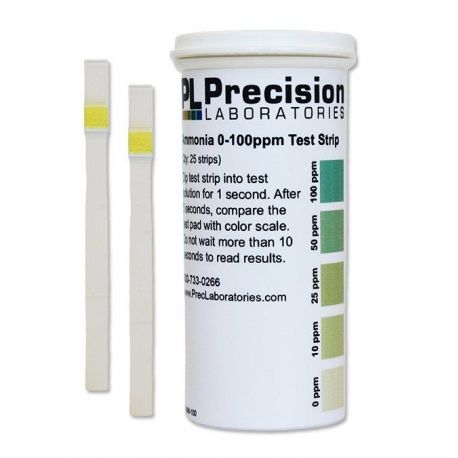 Ammonia test strips 0-10-25-50-100 ppm AMM-100. Tube 25 units